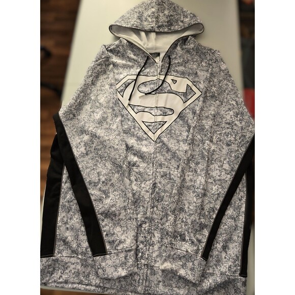 Superman Hoodie Sweatshirt Full Zip Jacket DC Comics Mens XL Gray - Picture 1 of 10